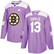 Men's Adidas Boston Bruins Charlie Coyle Purple Fights Cancer Practice Jersey - Authentic