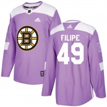 Men's Adidas Boston Bruins Matt Filipe Purple Fights Cancer Practice Jersey - Authentic