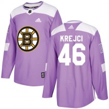Men's Adidas Boston Bruins David Krejci Purple Fights Cancer Practice Jersey - Authentic