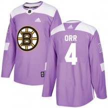 Men's Adidas Boston Bruins Bobby Orr Purple Fights Cancer Practice Jersey - Authentic