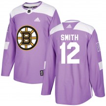 Men's Adidas Boston Bruins Craig Smith Purple Fights Cancer Practice Jersey - Authentic