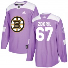 Men's Adidas Boston Bruins Jakub Zboril Purple ized Fights Cancer Practice Jersey - Authentic