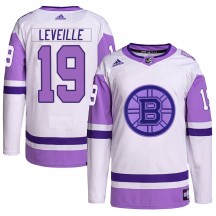 Men's Adidas Boston Bruins Normand Leveille White/Purple Hockey Fights Cancer Primegreen Jersey - Authentic