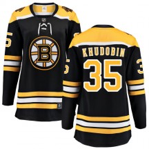 Women's Fanatics Branded Boston Bruins Anton Khudobin Black Home Jersey - Breakaway