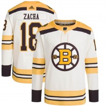 Youth Adidas Boston Bruins Pavel Zacha Cream 100th Anniversary Primegreen Jersey - Authentic
