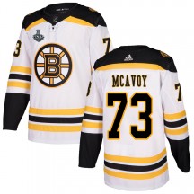Men's Adidas Boston Bruins Charlie McAvoy White Away 2019 Stanley Cup Final Bound Jersey - Authentic