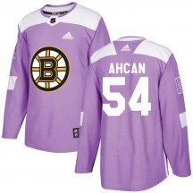 Youth Adidas Boston Bruins Jack Ahcan Purple Fights Cancer Practice Jersey - Authentic