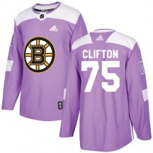 Youth Adidas Boston Bruins Connor Clifton Purple Fights Cancer Practice Jersey - Authentic