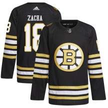 Men's Adidas Boston Bruins Pavel Zacha Black 100th Anniversary Primegreen Jersey - Authentic
