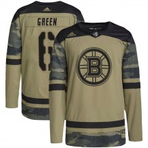 Men's Adidas Boston Bruins Ted Green Green Camo Military Appreciation Practice Jersey - Authentic