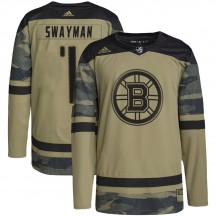 Men's Adidas Boston Bruins Jeremy Swayman Camo Military Appreciation Practice Jersey - Authentic