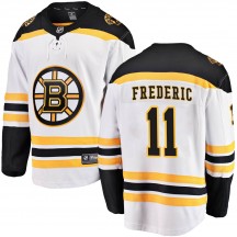 Youth Fanatics Branded Boston Bruins Trent Frederic White Away Jersey - Breakaway