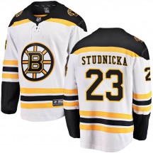 Youth Fanatics Branded Boston Bruins Jack Studnicka White Away Jersey - Breakaway