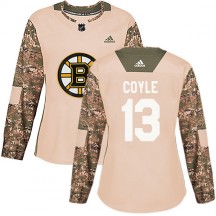 Women's Adidas Boston Bruins Charlie Coyle Camo Veterans Day Practice Jersey - Authentic