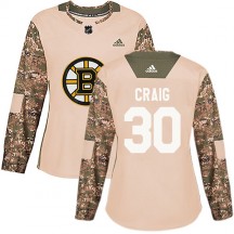 Women's Adidas Boston Bruins Jim Craig Camo Veterans Day Practice Jersey - Authentic