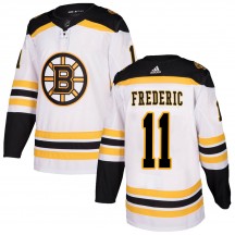 Youth Adidas Boston Bruins Trent Frederic White Away Jersey - Authentic