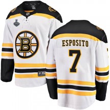 Men's Fanatics Branded Boston Bruins Phil Esposito White Away 2019 Stanley Cup Final Bound Jersey - Breakaway