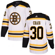 Men's Adidas Boston Bruins Jim Craig White Away Jersey - Authentic