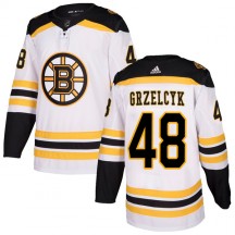 Men's Adidas Boston Bruins Matt Grzelcyk White Away Jersey - Authentic