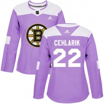 Women's Adidas Boston Bruins Peter Cehlarik Purple Fights Cancer Practice Jersey - Authentic