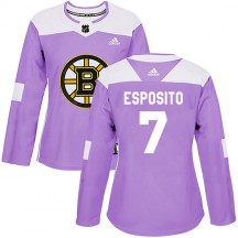 Women's Adidas Boston Bruins Phil Esposito Purple Fights Cancer Practice Jersey - Authentic