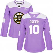 Women's Adidas Boston Bruins A.J. Greer Purple Fights Cancer Practice Jersey - Authentic