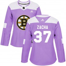 Women's Adidas Boston Bruins Pavel Zacha Purple Fights Cancer Practice Jersey - Authentic