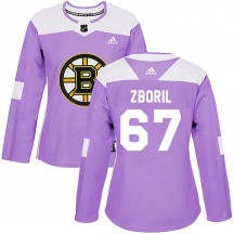 Women's Adidas Boston Bruins Jakub Zboril Purple ized Fights Cancer Practice Jersey - Authentic