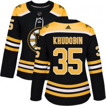 Women's Adidas Boston Bruins Anton Khudobin Black Home Jersey - Premier