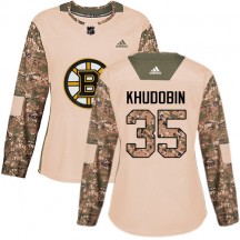 Women's Adidas Boston Bruins Anton Khudobin White Away Jersey - Premier