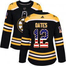 Women's Adidas Boston Bruins Adam Oates Black USA Flag Fashion Jersey - Authentic