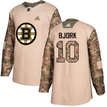 Men's Adidas Boston Bruins Anders Bjork Camo Veterans Day Practice Jersey - Authentic