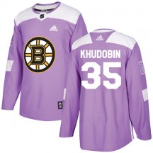 Youth Adidas Boston Bruins Anton Khudobin Purple Fights Cancer Practice Jersey - Authentic