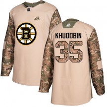 Men's Adidas Boston Bruins Anton Khudobin Camo Veterans Day Practice Jersey - Authentic