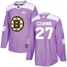 Men's Adidas Boston Bruins Austin Czarnik Purple Fights Cancer Practice Jersey - Authentic