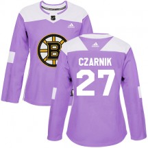 Women's Adidas Boston Bruins Austin Czarnik Purple Fights Cancer Practice Jersey - Authentic