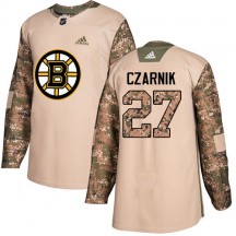 Men's Adidas Boston Bruins Austin Czarnik Camo Veterans Day Practice Jersey - Authentic