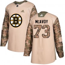 Youth Adidas Boston Bruins Charlie McAvoy Camo Veterans Day Practice Jersey - Authentic