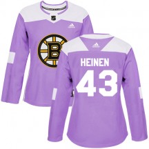 Women's Adidas Boston Bruins Danton Heinen Purple Fights Cancer Practice Jersey - Authentic