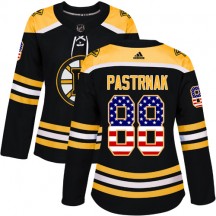 Women's Adidas Boston Bruins David Pastrnak Black USA Flag Fashion Jersey - Authentic