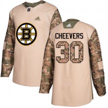 Men's Adidas Boston Bruins Gerry Cheevers Camo Veterans Day Practice Jersey - Authentic