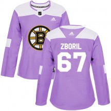 Women's Adidas Boston Bruins Jakub Zboril Purple Fights Cancer Practice Jersey - Authentic