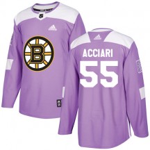 Men's Adidas Boston Bruins Noel Acciari Purple Fights Cancer Practice Jersey - Authentic