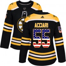 Women's Adidas Boston Bruins Noel Acciari Black USA Flag Fashion Jersey - Authentic