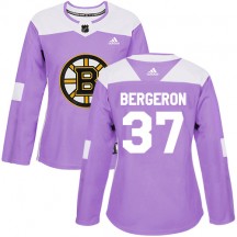 Women's Adidas Boston Bruins Patrice Bergeron Purple Fights Cancer Practice Jersey - Authentic