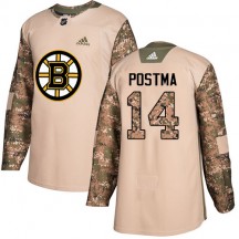 Men's Adidas Boston Bruins Paul Postma Camo Veterans Day Practice Jersey - Authentic