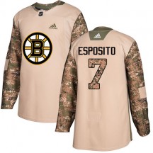 Men's Adidas Boston Bruins Phil Esposito Camo Veterans Day Practice Jersey - Authentic