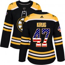 Women's Adidas Boston Bruins Torey Krug Black USA Flag Fashion Jersey - Authentic