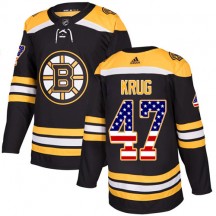 Youth Adidas Boston Bruins Torey Krug Black USA Flag Fashion Jersey - Authentic