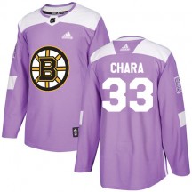 Men's Adidas Boston Bruins Zdeno Chara Purple Fights Cancer Practice Jersey - Authentic